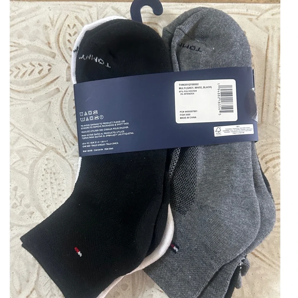 Tommy Hilfiger‎ Cushion Quarter Cut Womens One Size Multi New 6-Pack Socks
